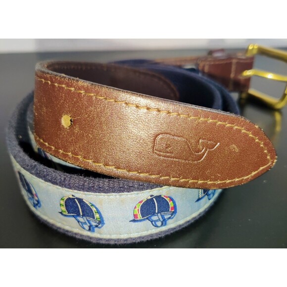 Vineyard Vines Kentucky Derby Canvas and Leather Tipped Men's belt Size 36 - Picture 8 of 16